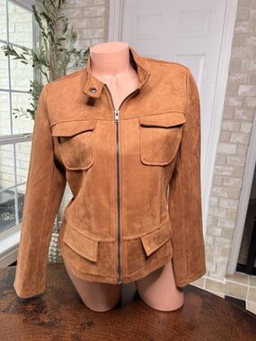 🌷SOLITAIRE Blazer Jacket Sz Medium Brown Gold NWOT Anthropologie